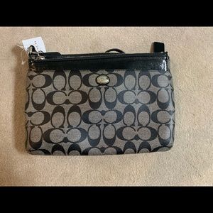 Coach Black Signature Logo Leather Crossbody